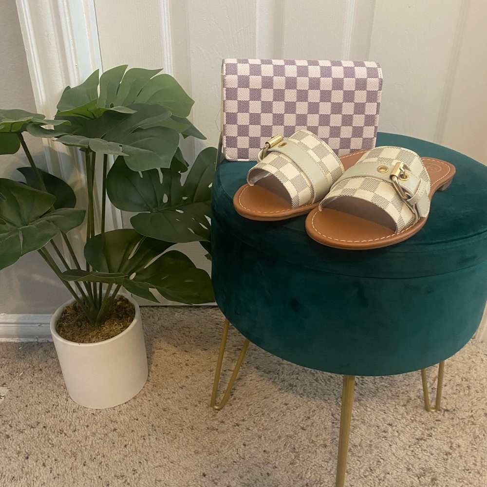 Miss Lola plaid sandals. Never worn brand New